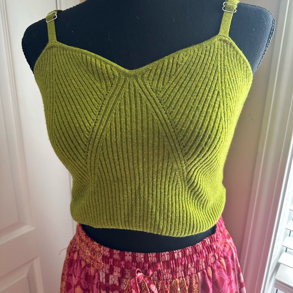 Wild Fable Olive Ribbed Crop Top